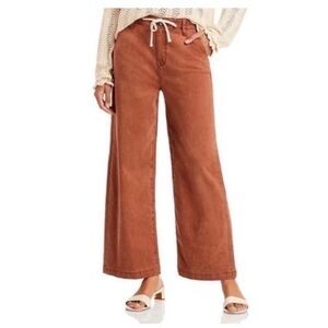 PAIGE Carly Wide Leg Crop Burnt Orange Lyocell Blend Pants With Waist Tie 27